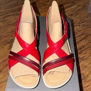Ecco Red and Burgundy Leather Slingback Sandals - Women's Crossover Straps